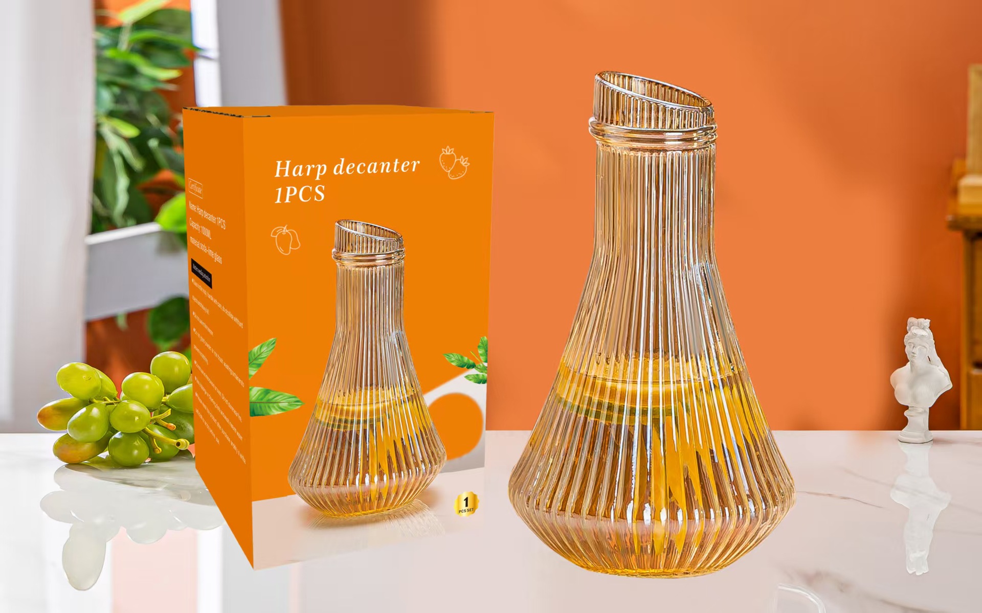 新品欧式轻奢锤纹玻璃红酒杯醒酒器套装竖纹款茶具礼品随手礼品赠品详情6