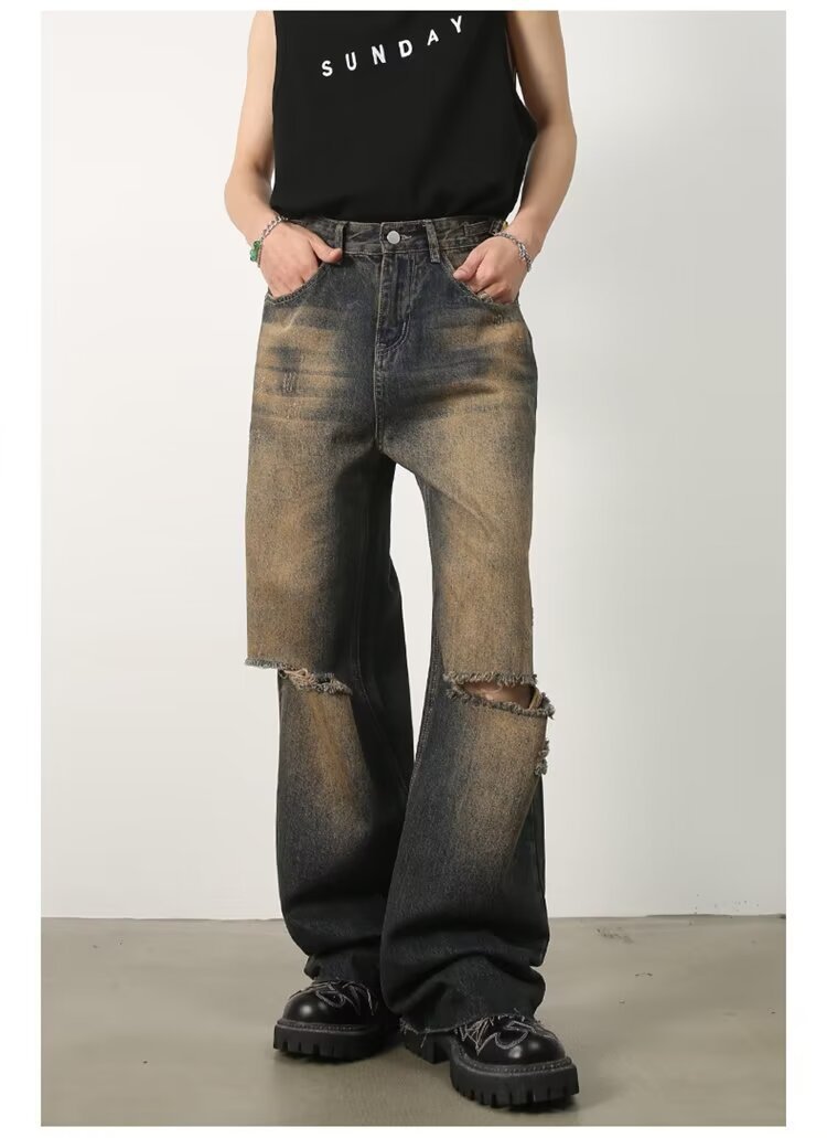 亚马逊LAZADA速卖通货源春秋水洗潮牌直筒休闲裤子男式宽松美式阔详情9