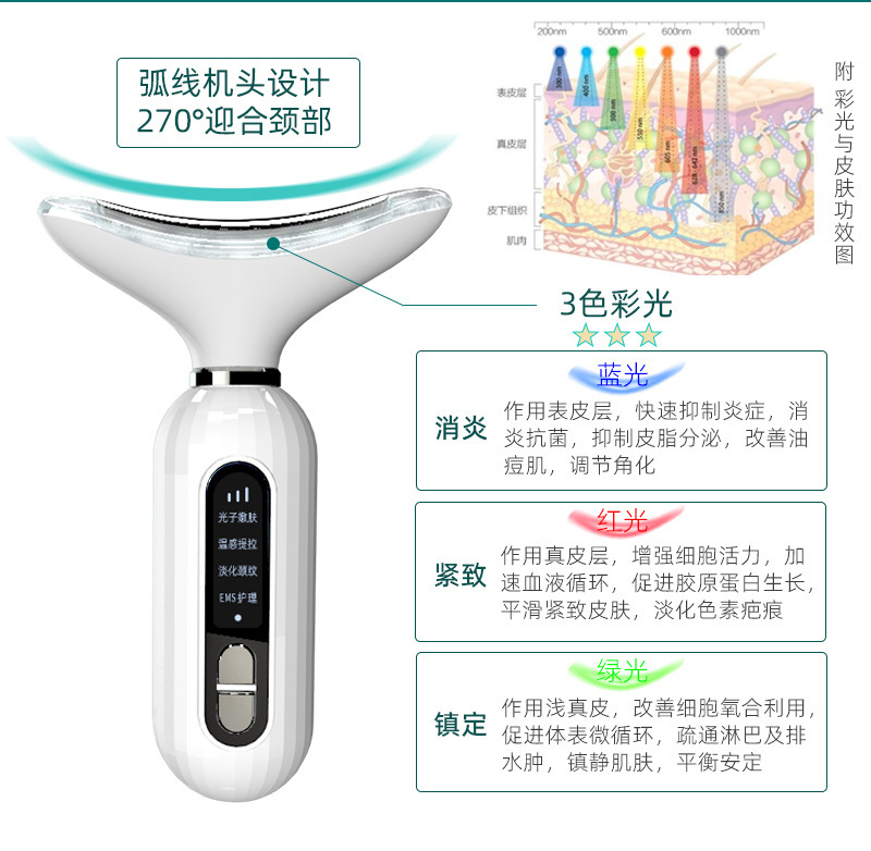 shanilak   美颈仪颈纹仪家用脸部光子嫩肤美容导入仪颈脸两用光谱按摩仪跨境详情4