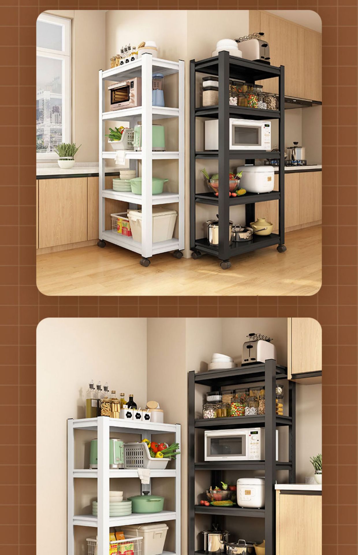 可移动厨房置物架落地多层收纳架微波炉烤箱储物架带轮家用铁架子详情18