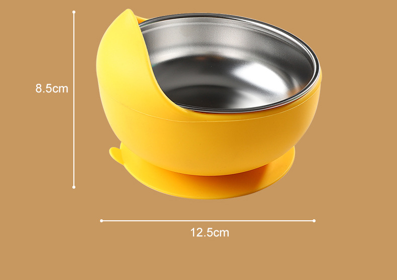 不锈钢吸盘碗婴儿专用自主进食宝宝碗 硅胶防摔防烫儿童学吃喂养餐具 辅食训练碗安全无毒详情7