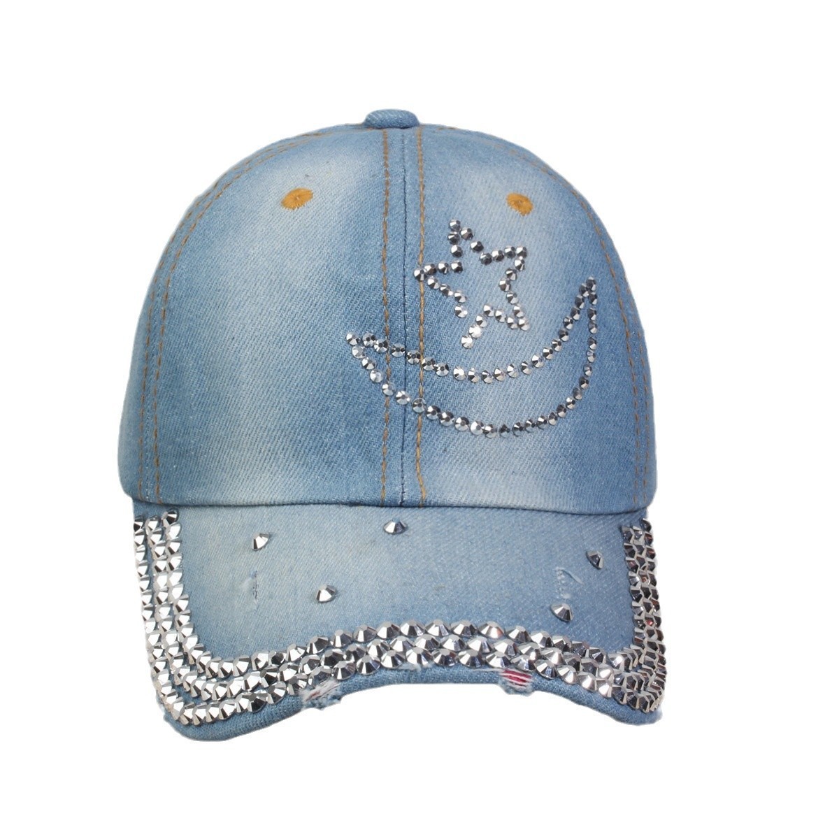 牛仔镶钻棒球帽弯檐男帽女帽百搭款遮阳鸭舌帽夏季休闲百搭帽子详情5
