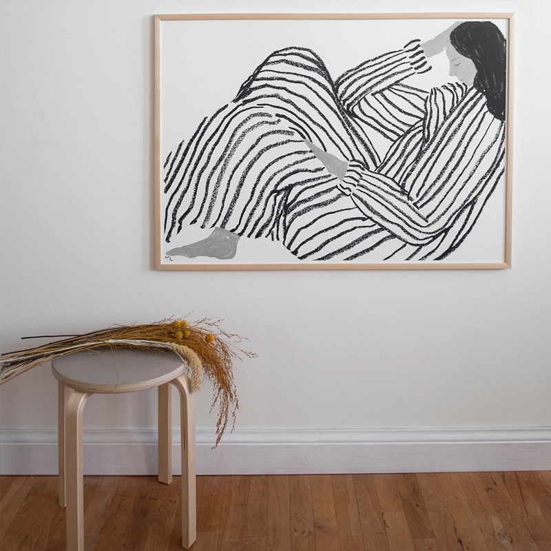 Simple Nordic abstract retro art, niche Swedish figure poster mural decoration, painting core canvas printing pic 10