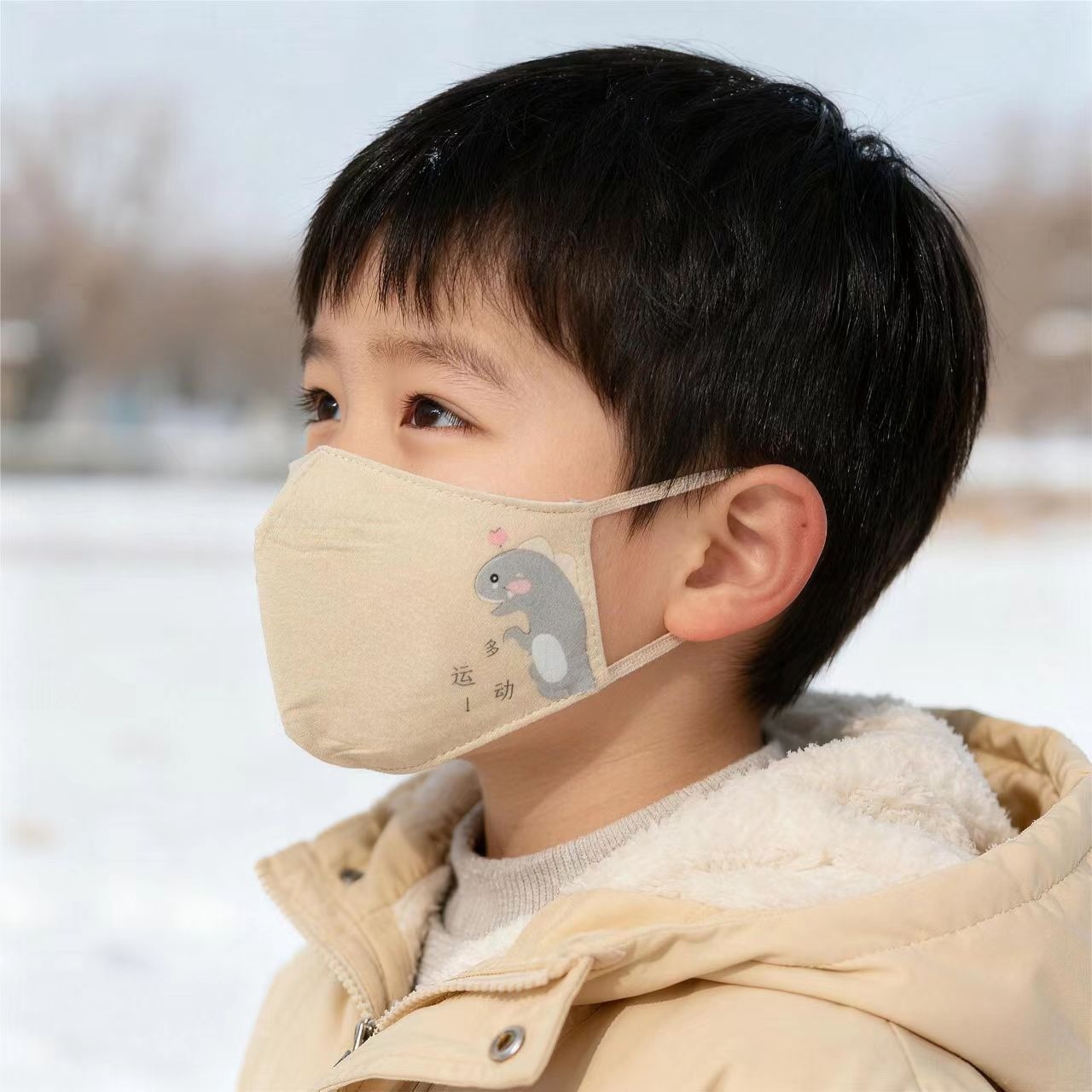 冬天儿童口罩纯棉保暖A级独立包装可水洗4-12岁可爱卡通布面罩详情11