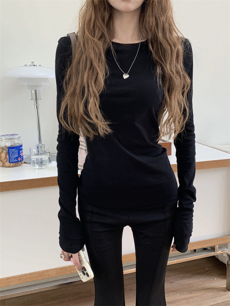 白色打底衫女薄款微透长袖T恤防晒罩衫春季2025修身显瘦简约上衣详情5