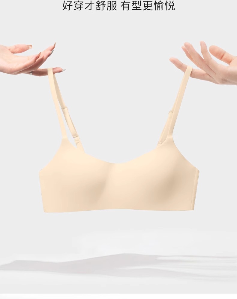 日本无痕内衣女半杯薄款防下垂聚拢文胸罩小胸光面无钢圈上托抹胸详情4
