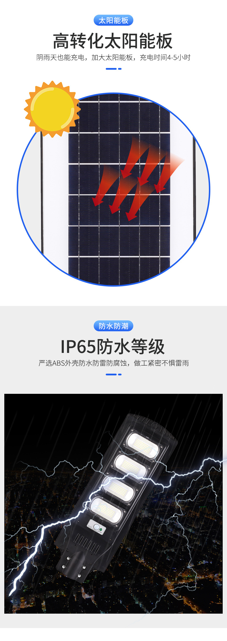 Wholesale of outdoor integrated solar street lamps for new rural construction road lighting waterproofing and high-power projects pic 5