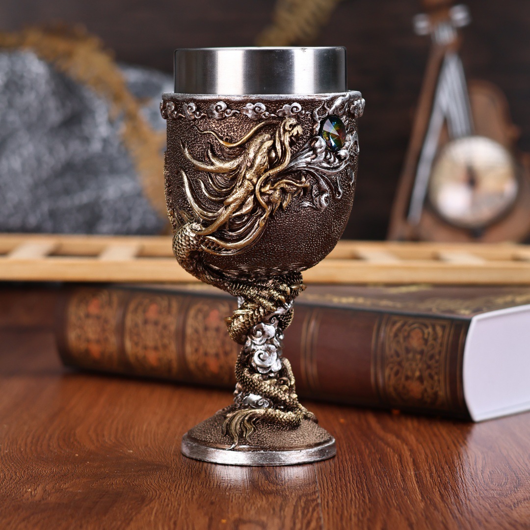 European and American foreign trade inventory, Chinese dragon red wine glasses, personalized cocktail glasses, stainless steel water cups, high appearance level pic 11