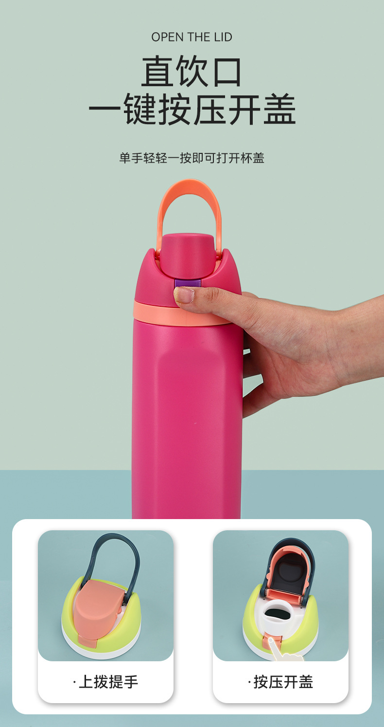 新款户外真空提手弹跳杯304不锈钢保温杯简约水果杯运动双饮杯详情6