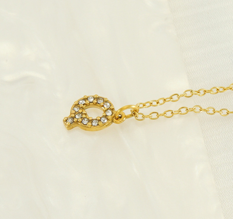 Cross-border European and American stainless steel fashion 26 English diamond-encrusted small letter necklace, simple and versatile collarbone chain in stock for women pic 19