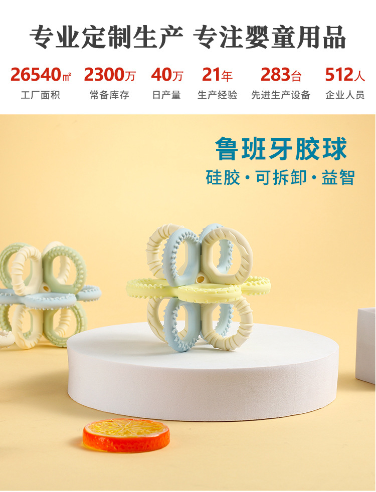 曼哈顿球0-3手抓摇铃牙胶玩具硅胶食品级宝宝口欲期安抚婴儿牙胶详情2