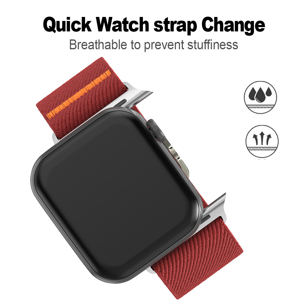 适用苹果尼龙手环苹果手表带iwatch10表带滴胶机械扣书包带车线款详情4