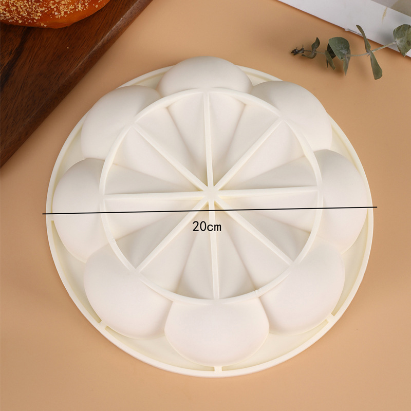 French pastry silicone mousse cake mold, round flower chocolate sandblasted and coated silicone mousse cake mold pic 1