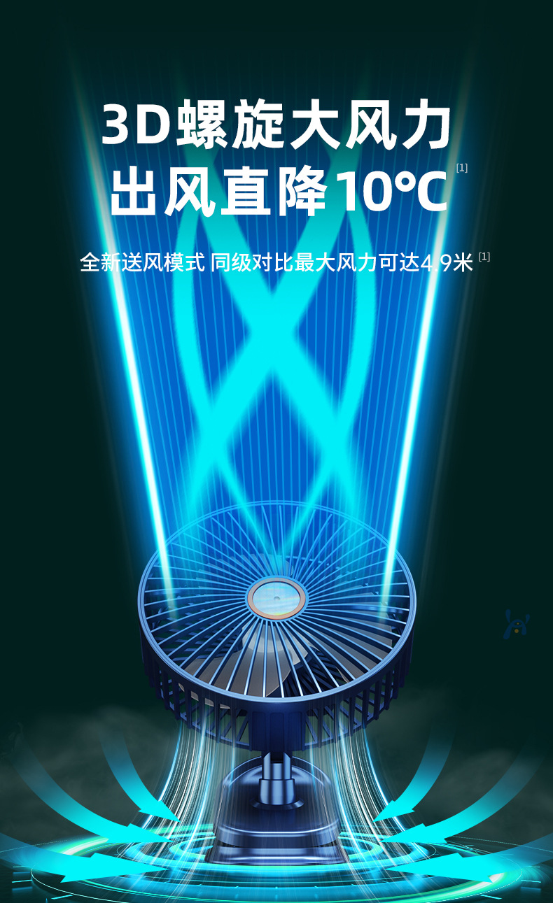 夹式小风扇充电式学生宿舍床上夹子电风扇小型台式桌面静音大风力详情4