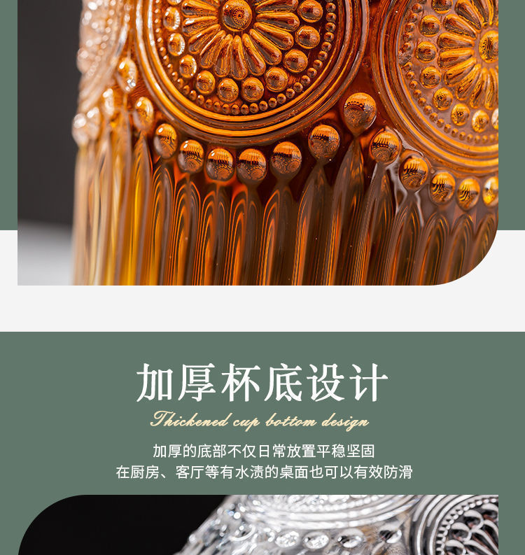 代发包邮太阳花杯子高级感小众浮雕玻璃杯ins风透明水杯家用喝水详情16