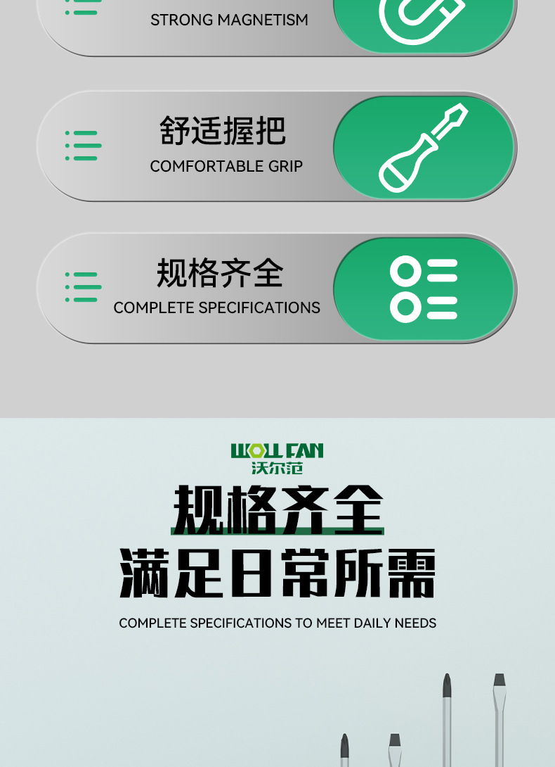穿心螺丝刀可敲击十字一字改锥工业级高硬度带强磁螺丝批平口起子详情4