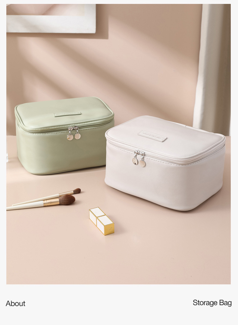 New light luxury makeup bag, portable large-capacity travel toiletry bag, multi-compartment hand-held cosmetics and makeup bag pic 3