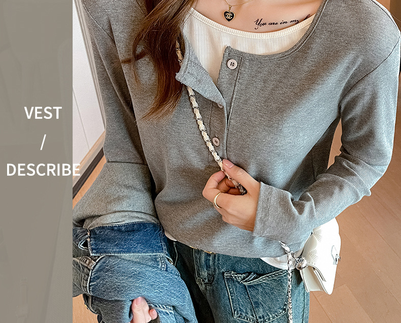 Here are two carefully selected long-sleeved T-shirts for women in the Spring and autumn of 2024, featuring a unique and stylish Korean style that can be worn as a base layer pic 7