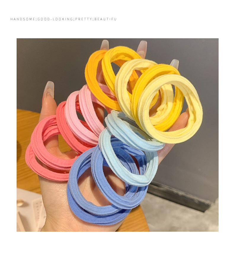 Candy-colored high ponytail rubber band hair tie, female summer Internet celebrity headband, cute hair accessory, leather case, towel hair tie pic 5