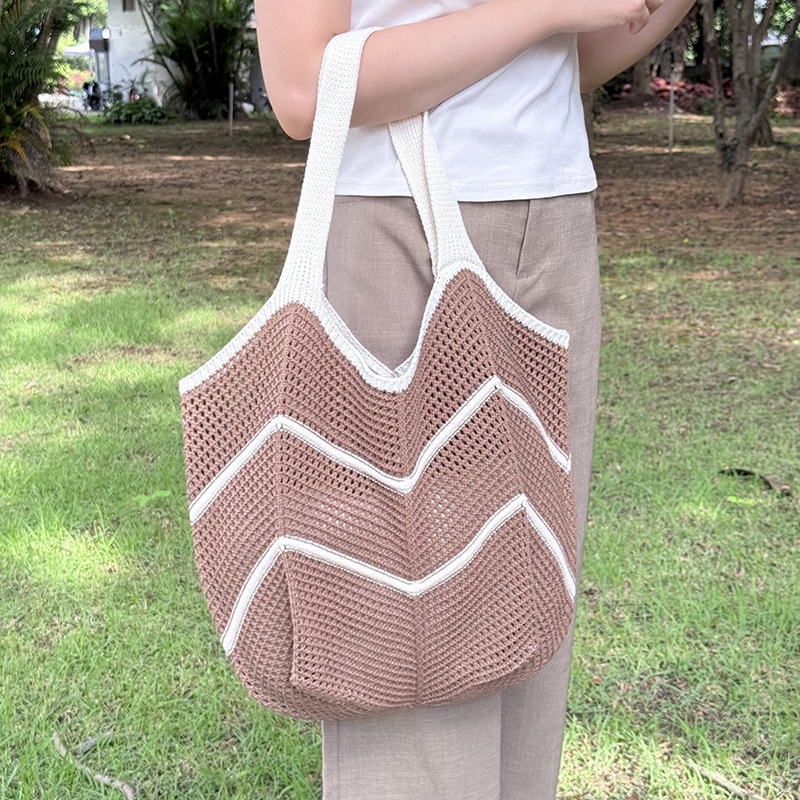 Casual large-capacity knitted bag for women 2025 new style, trendy, versatile and stylish single-shoulder bag, fashionable tote woven bag pic 17