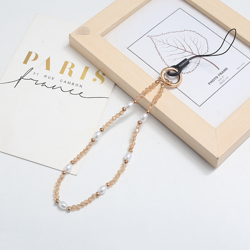 串珠水晶珍珠手机链手机壳挂绳挂件防丢手腕带合金扣批发仙女风详情3