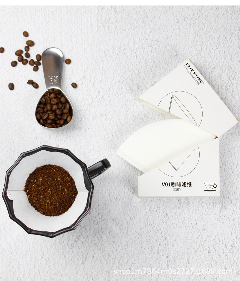 Wholesale hand-brewed coffee filter paper, unbleached thickened V60 conical coffee filter paper, drip coffee filter cup 50 pic 17