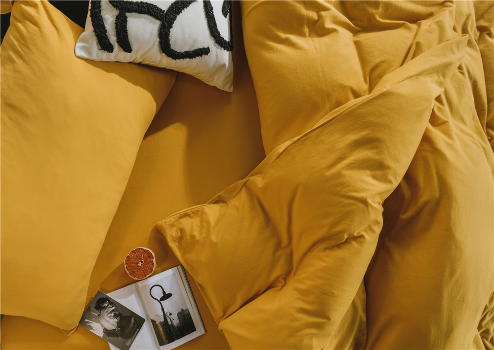 ins Japanese-style solid color all-cotton knitted cotton four-piece set, skin-friendly nude sleeping plain double-layer Indian cotton bed sheet pic 19