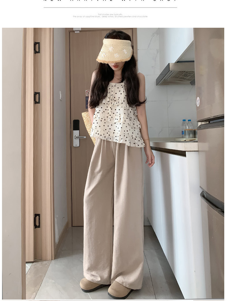 冰丝奶芙山本裤女夏季薄款新款休闲小个子肌理感慵懒鹅黄阔腿裤子详情12