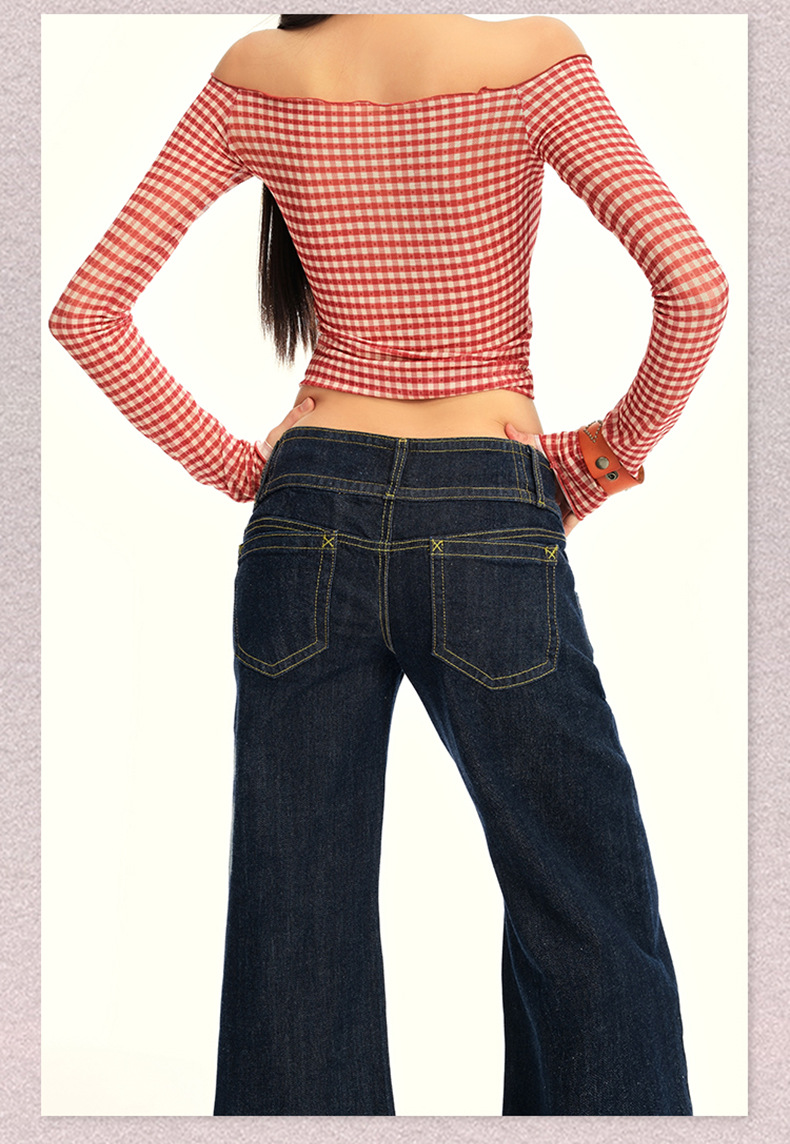 橙绢女装#美式复古丹宁原牛色直筒牛仔裤女早秋百搭微休闲喇叭裤详情13