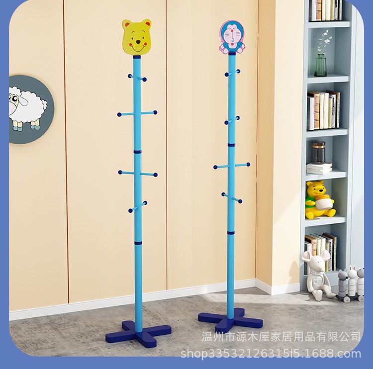 卡通儿童衣帽架实木宝宝卧室创意可爱挂衣架落地简约现代衣服架详情10
