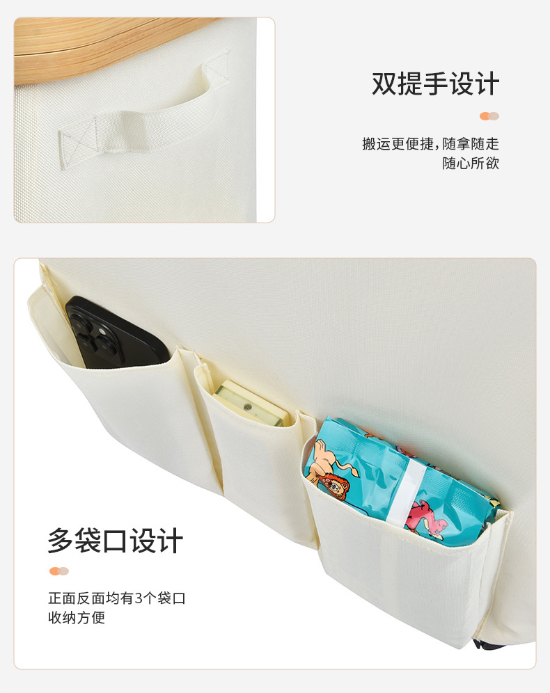 亚马逊热卖布艺多功能零食收纳箱便携带轮滑卧室杂物纸巾收纳筐详情15