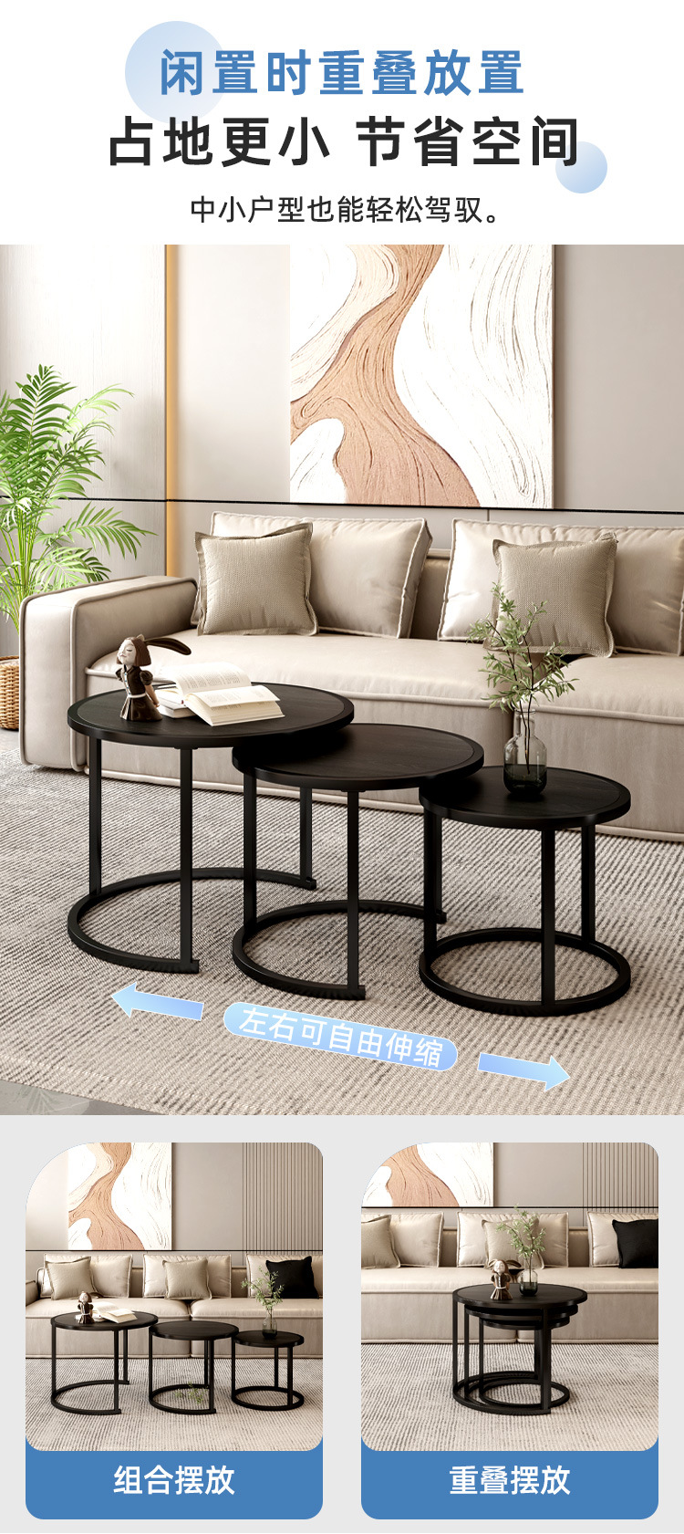 茶几简约现代小户型网红轻奢金属可移动卧室小圆桌子客厅家用边几 pic 7