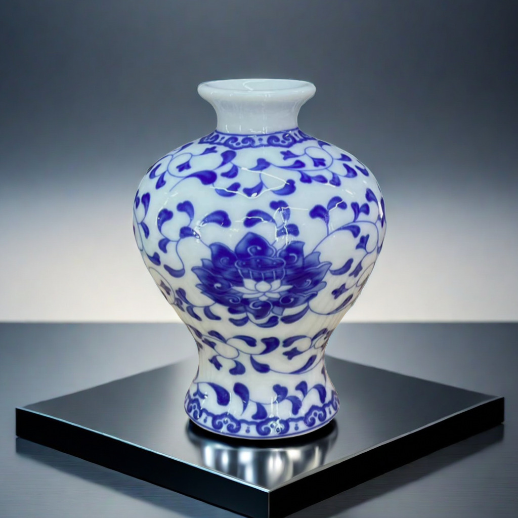 Blue and white porcelain mini vases, ceramic ornaments, Chinese-style vases, wholesale of Jingdezhen vases, ceramic lotus flower small vases pic 1