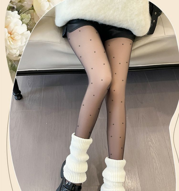 双层波点黑丝光腿裤袜丝袜女春秋薄款加厚冬季自然肉色裸感打底裤详情6