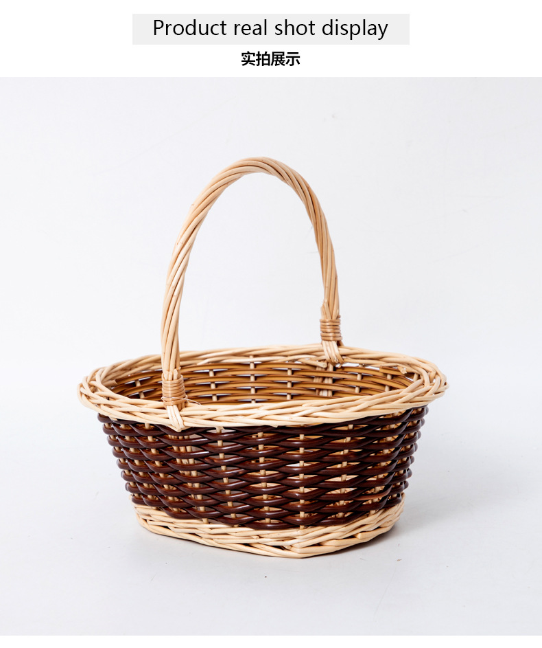 柳藤编手提篮编织收纳筐春游露营野餐篮水果篮网红用品手提花篮详情3