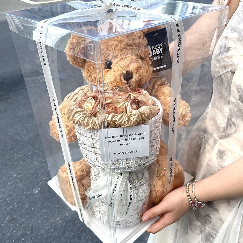 小熊玩偶公仔永生玫瑰花束生日礼物送女生妈妈朋友情人节批发详情2