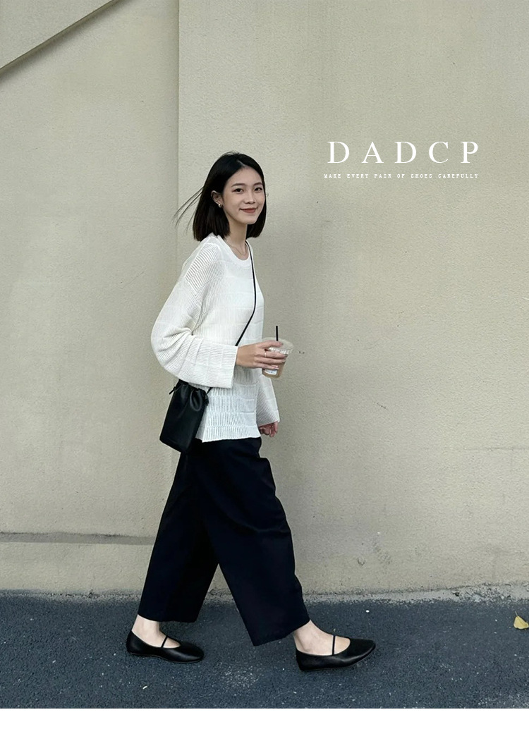 全真皮浅口法式奶奶鞋女夏平底真皮一字带玛丽珍舒适平底芭蕾舞鞋详情22