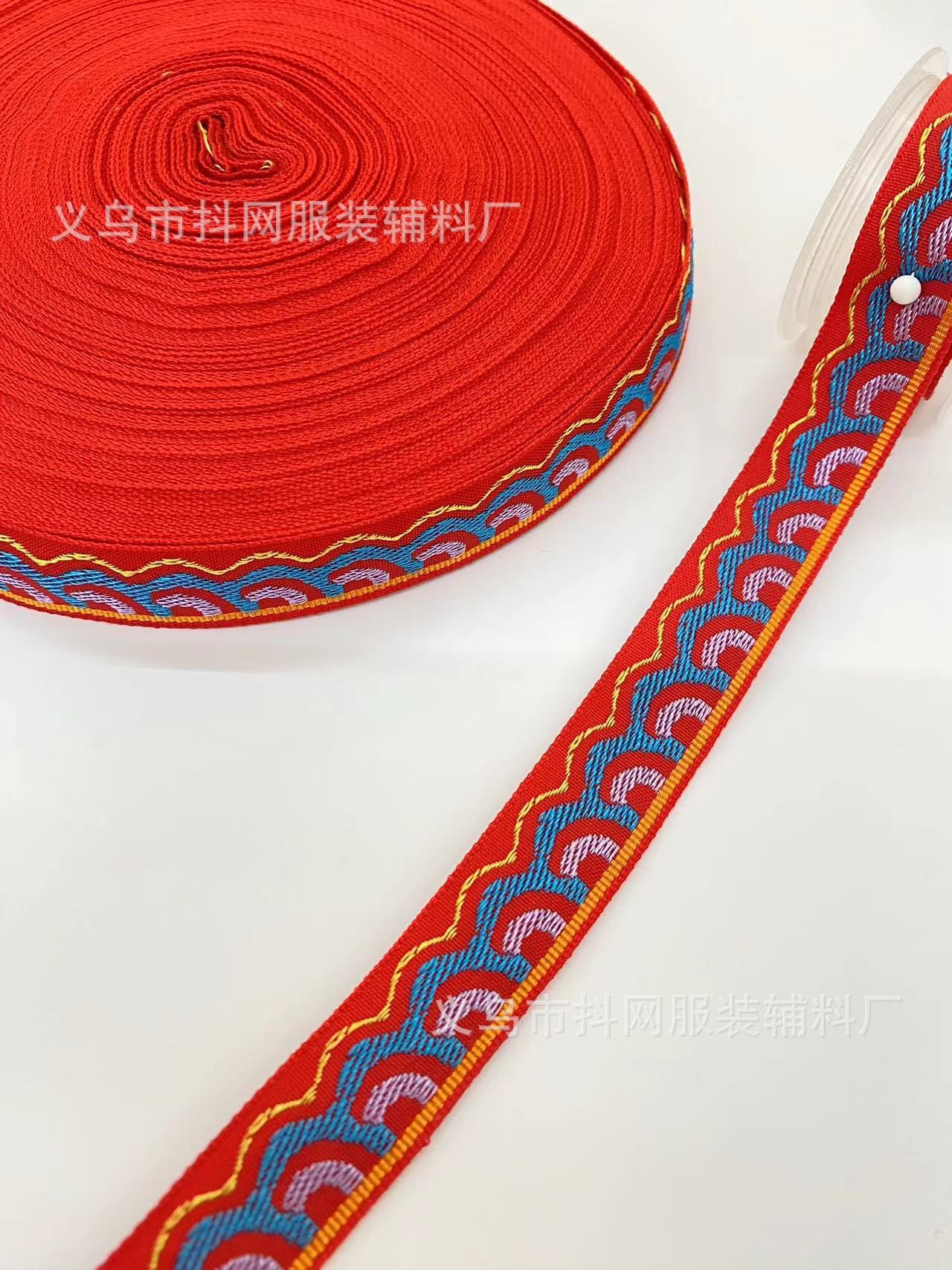 1.0-1.7厘米大红色中国风喜庆织带蝴蝶结少数民族服装辅料批发详情60
