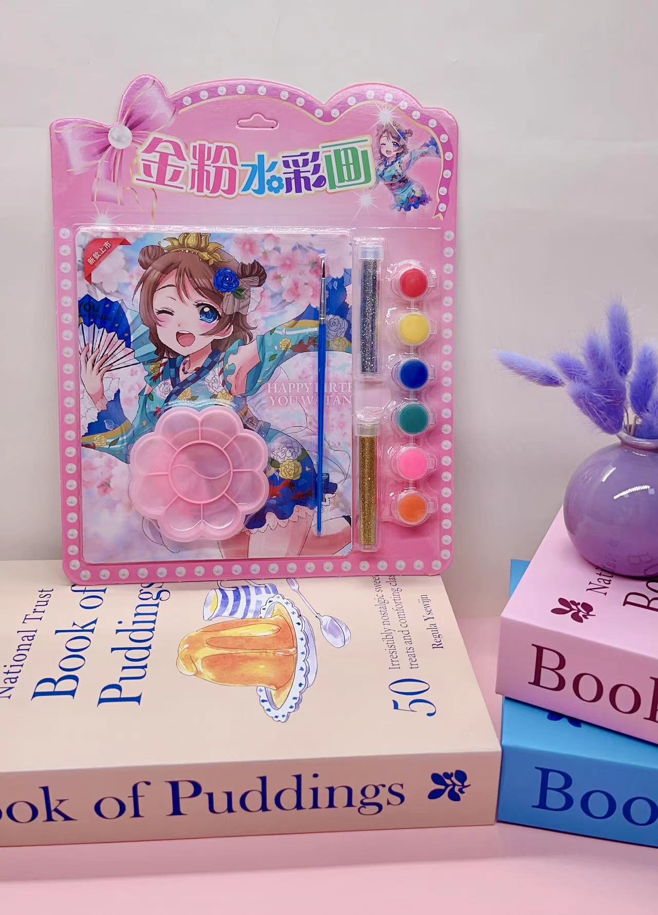 批发儿童彩妆贴画DIY填色涂鸦化妆贴画彩画彩铅钻贴6只笔一卡4张详情20