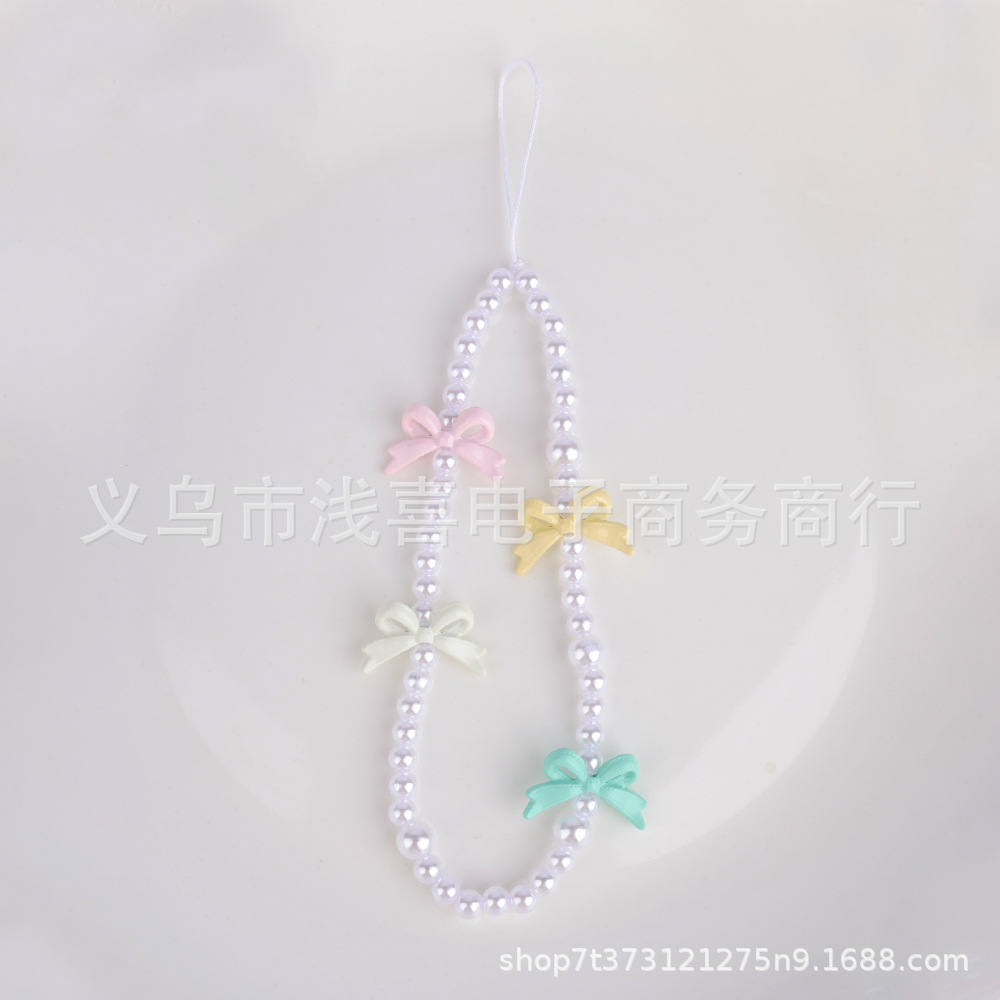 Estilo de la marea versión coreana alto nivel de apariencia dopamina color beaded lazo cadena de teléfono móvil cordón de teléfono móvil colgante adornos para niñas pic 3