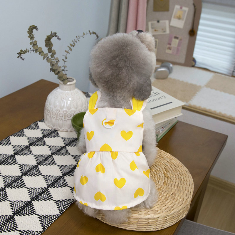 Spring and summer painted drawstring dress set, pet dog teddy Bichon Frise small dog vest style chest and back dog clothing pic 7