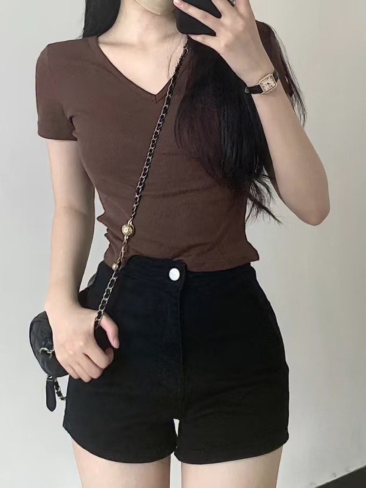 黑色紧身牛仔短裤女夏季高腰显瘦辣妹包臀热裤弹力外穿超短裤裤子详情4