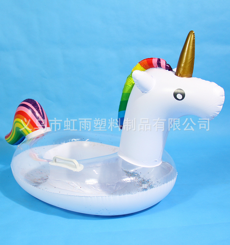 亮片独角兽艇充气儿童玩具座圈带翅膀防侧翻游泳圈婴儿坐圈批发详情3