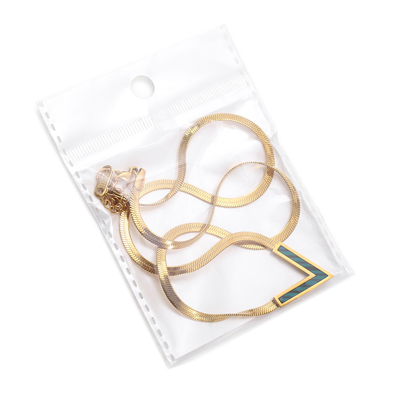 A sexy V-shaped pendant, flat snake chain necklace, retro and unique stainless steel 18K plated jewelry for women, a cross-border bestseller from Europe and America pic 10