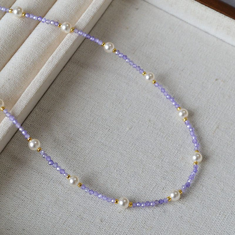 日韩小众设计闪亮彩色锆石满天星珍珠清新甜美高级感项链锁骨链女详情13