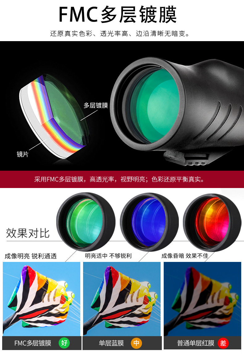 Asika/ Shark M Series monoculars 10x/1250/BAK4/FMC/ Nitrogen-filled waterproof/Mobile phone compatible pic 18