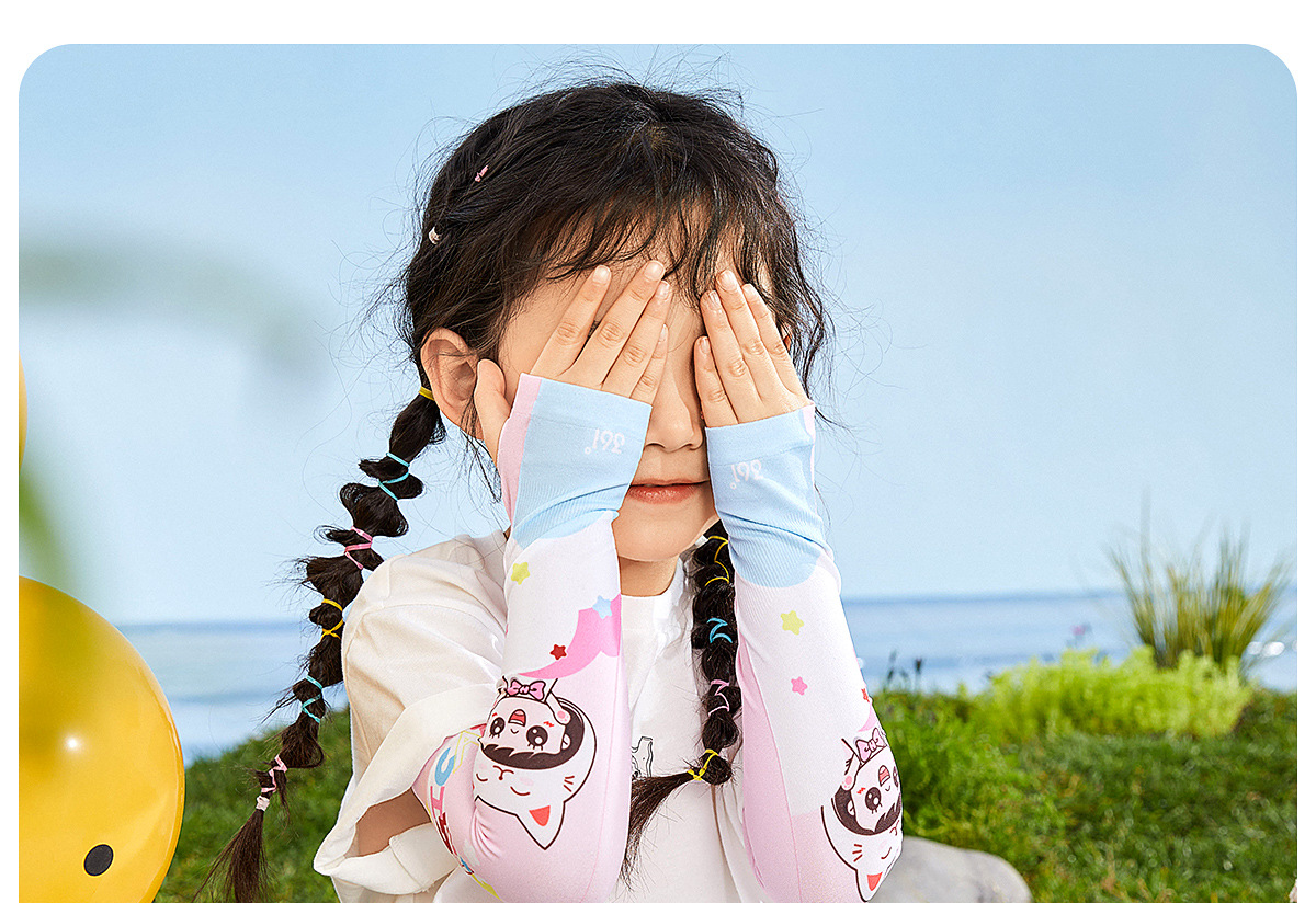 361儿童冰袖防晒冰丝袖套夏季户外防紫外线男女童凉感护臂手套袖详情31