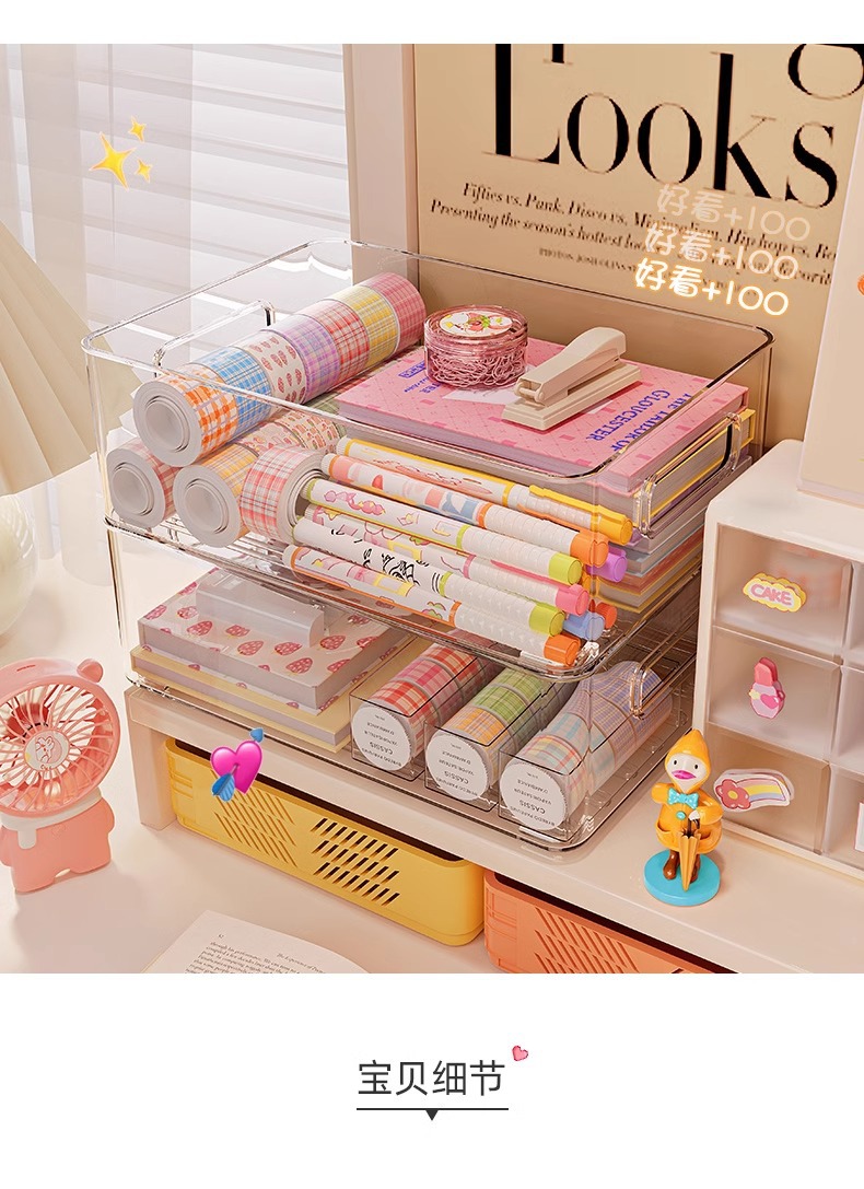 Acrylic desktop transparent storage box, stackable jewelry and cosmetics organization box, acrylic sundries storage basket pic 8