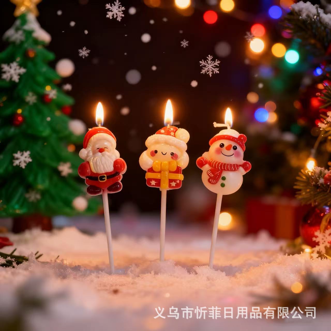 跨境可爱创意圣诞节蜡烛蛋糕插件儿童圣诞蜡烛装饰品,派对用品详情5