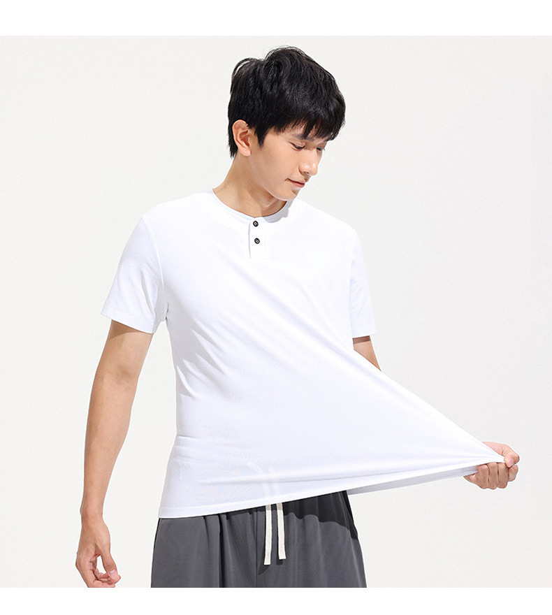 A new short-sleeved T-shirt for men in summer, featuring a trendy American style with a button-down collar and a cool, breathable feel. It is a sporty and casual top for young people pic 16